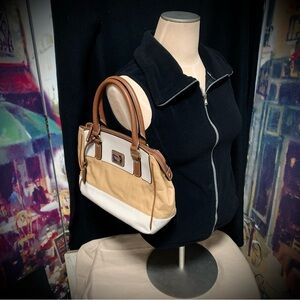 🤎 Tignanello Genuine Leather Satchel / Purse — Neutrals Tan & Cream